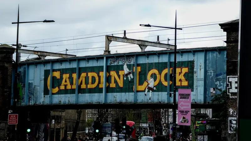 Camden Lock bridge over the street in Camden Town